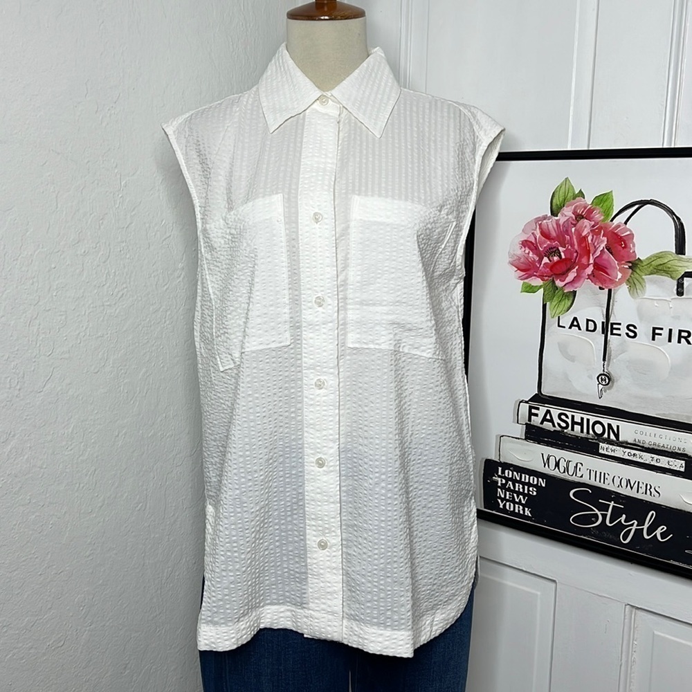 Banana Republic White Textured Tank Size XS